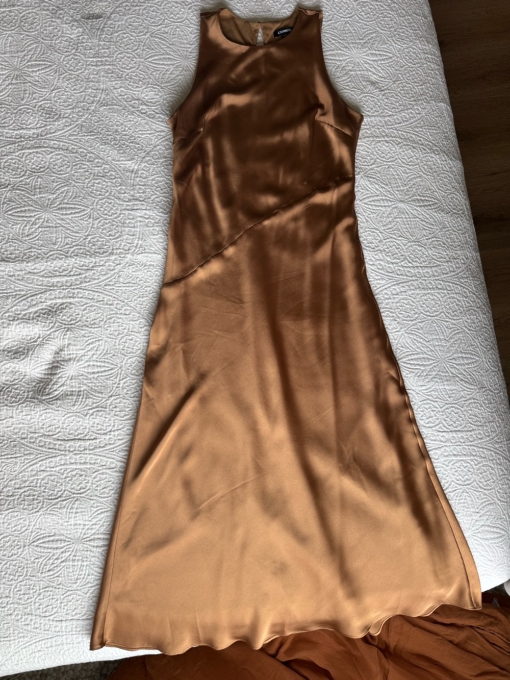 Express Copper Satin Maxi Slip Dress